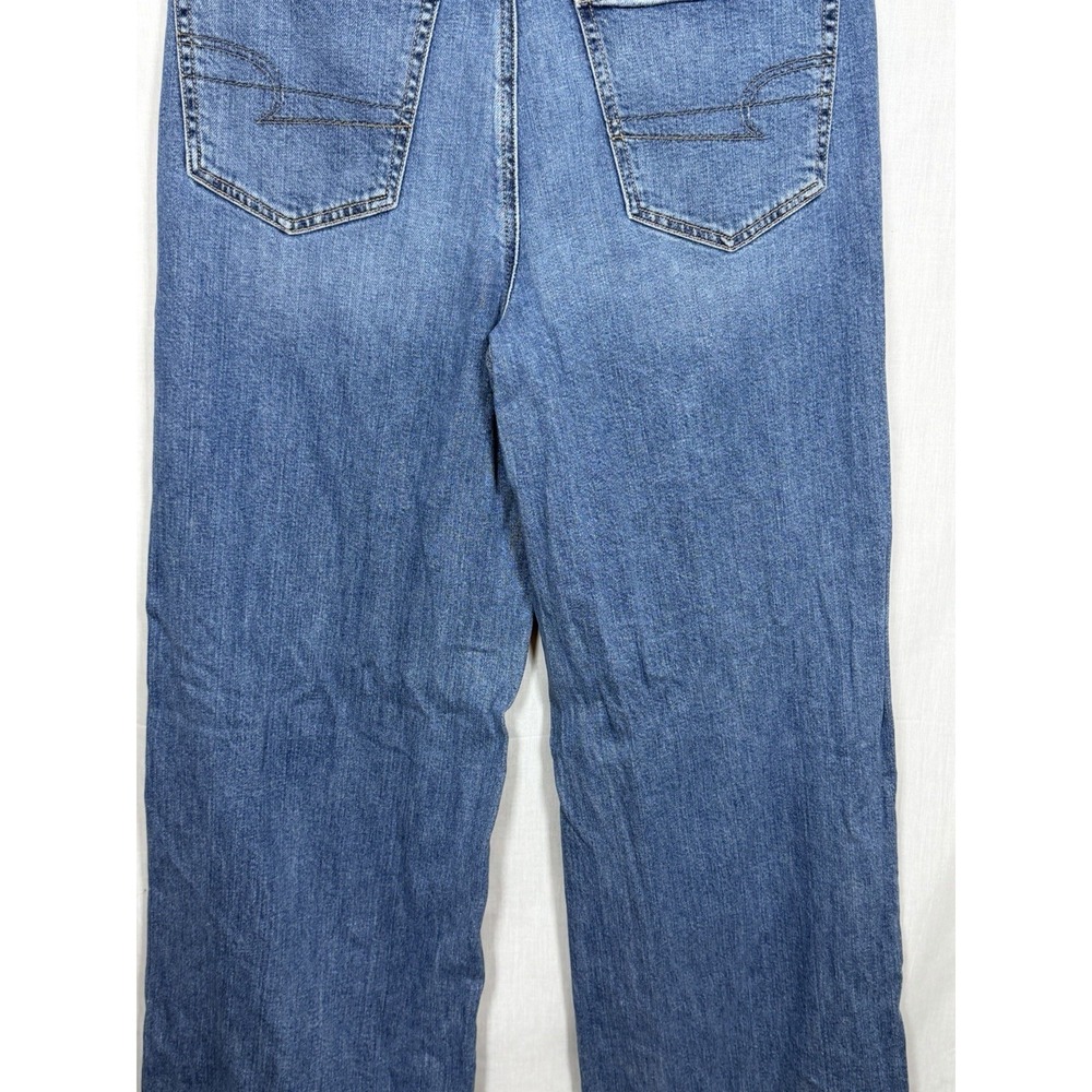 American Eagle Jeans Womens 10 Wide Leg Baggy Denim Super High Rise Distressed - Picture 9 of 11